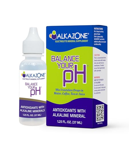 Alkazone Balance Your pH, Antioxidants Alkaline Mineral Drops, Single 1.25 Oz Pack, Portable, Yields 10 Gallons of alkal